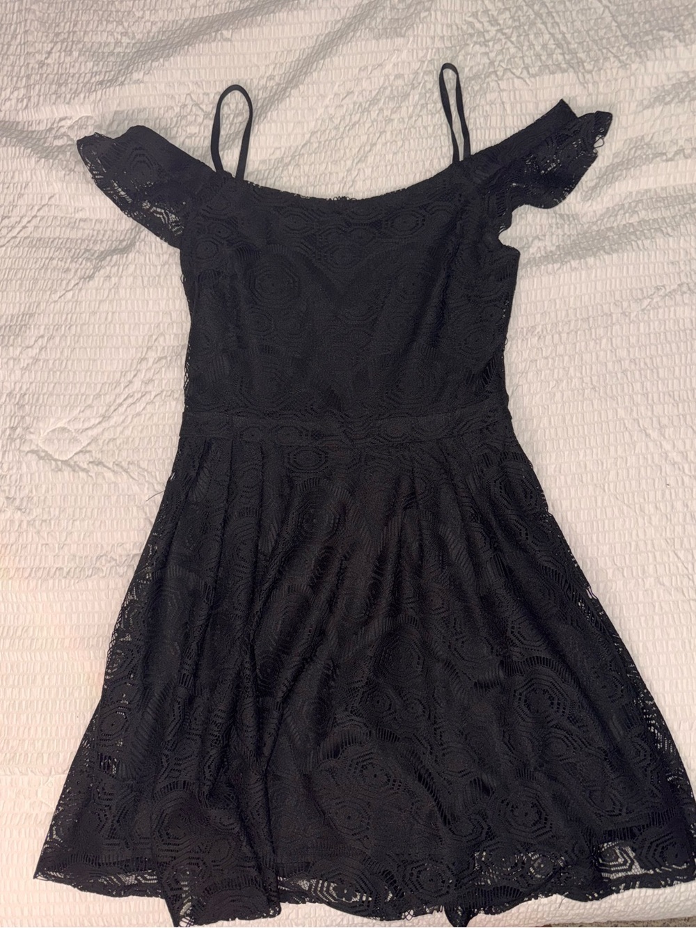 Annabella Black One-Shoulder Lace Dress